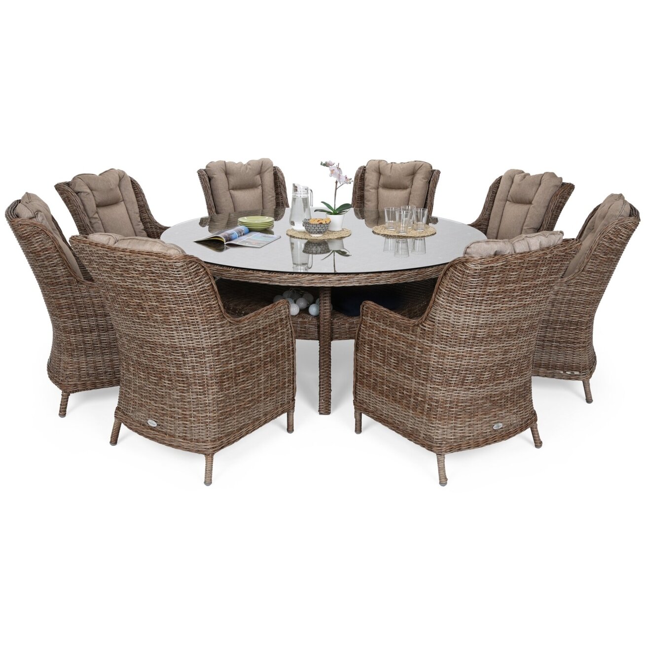 Lauko baldų komplektas BRISTOL ROUND GINGER / BROWN  8+1