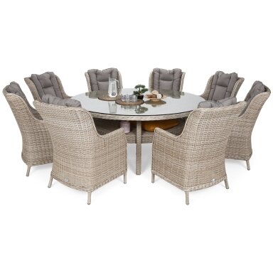Lauko baldų komplektas BRISTOL ROUND BEIGE 8+1