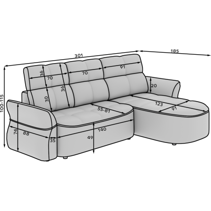 Minkštas kampas "BENETH" (301/185) 11