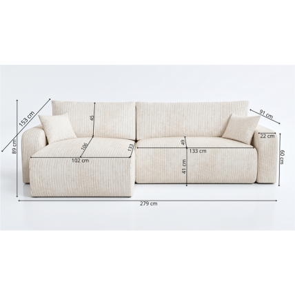 Minkštas kampas "HANA" XL (279/153) 6
