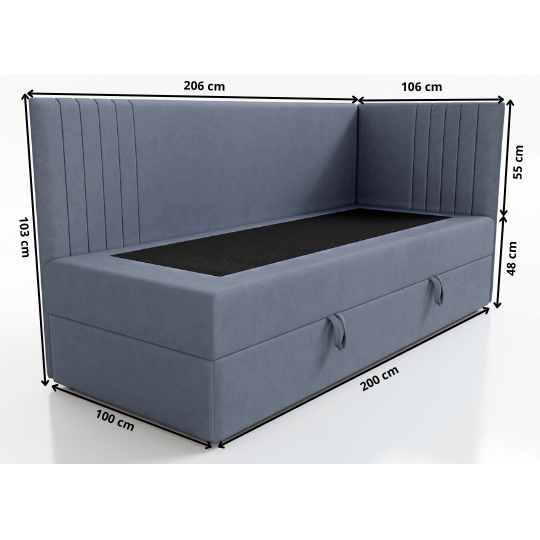 Viengulė kampinė lova "LOLI" (100x200) 3 Viengulė kampinė lova "LOLI" (100x200) 3